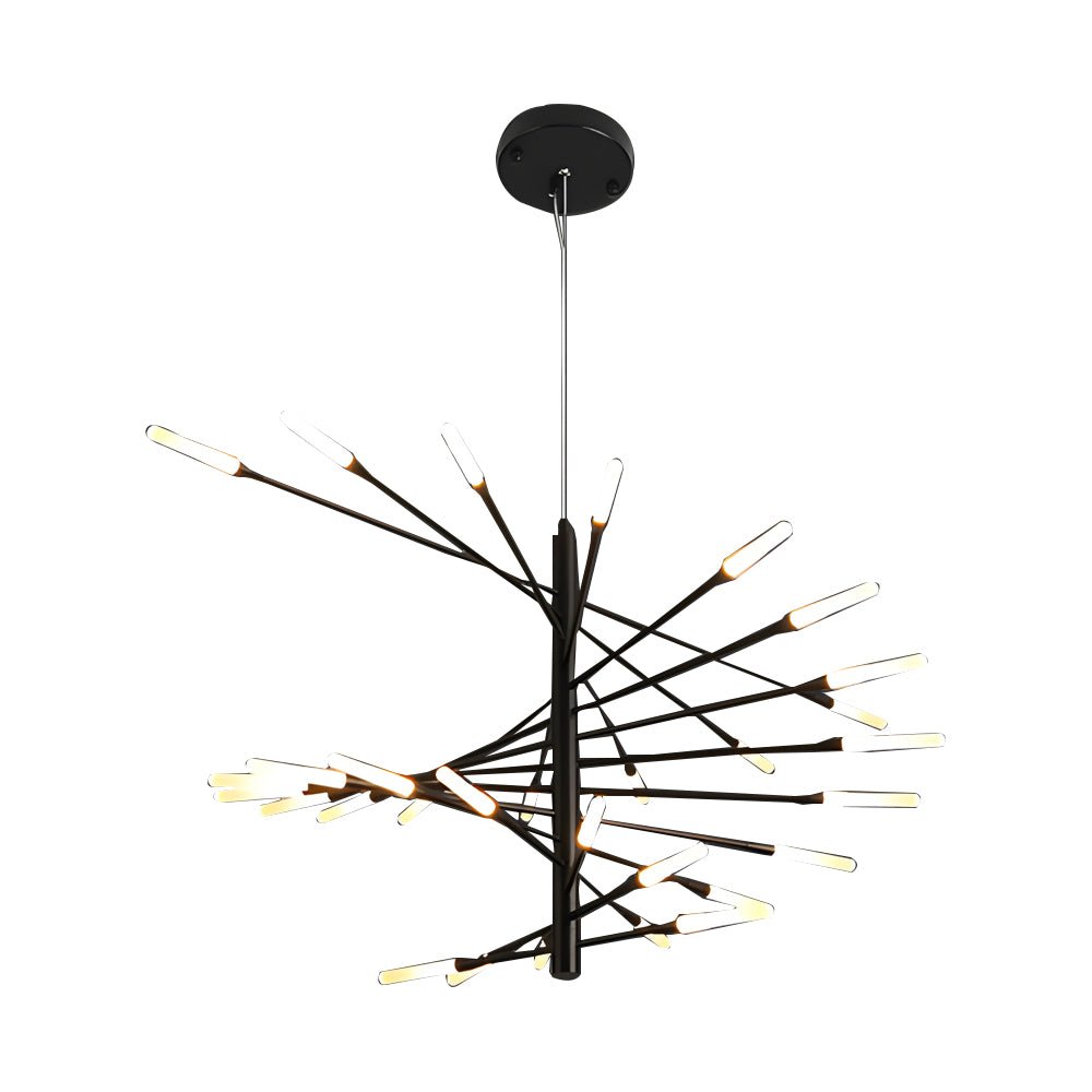 Modern Rotating Fireworks Chandelier Black Gold LED Dimmable