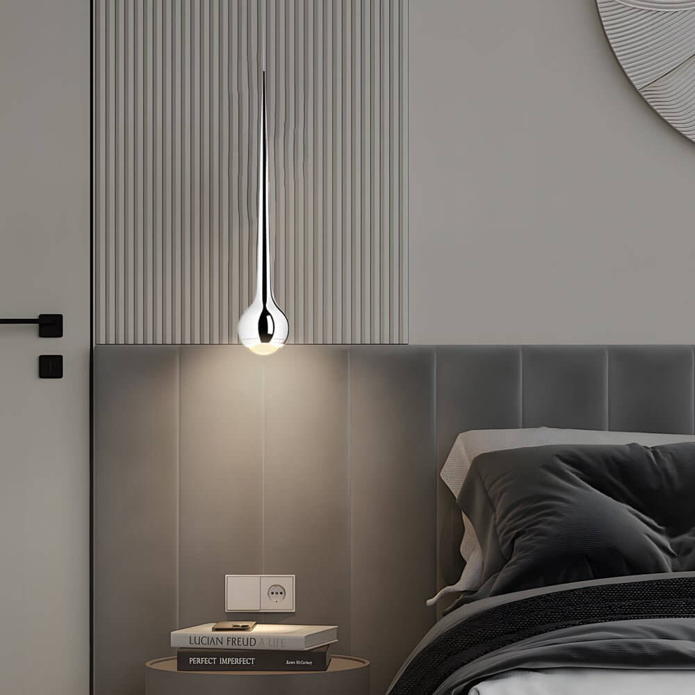 Modern Chrome Water Drop LED Pendant Light with Acrylic Shade