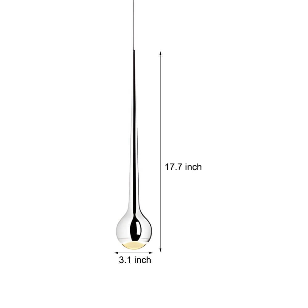 Modern Chrome Water Drop LED Pendant Light with Acrylic Shade