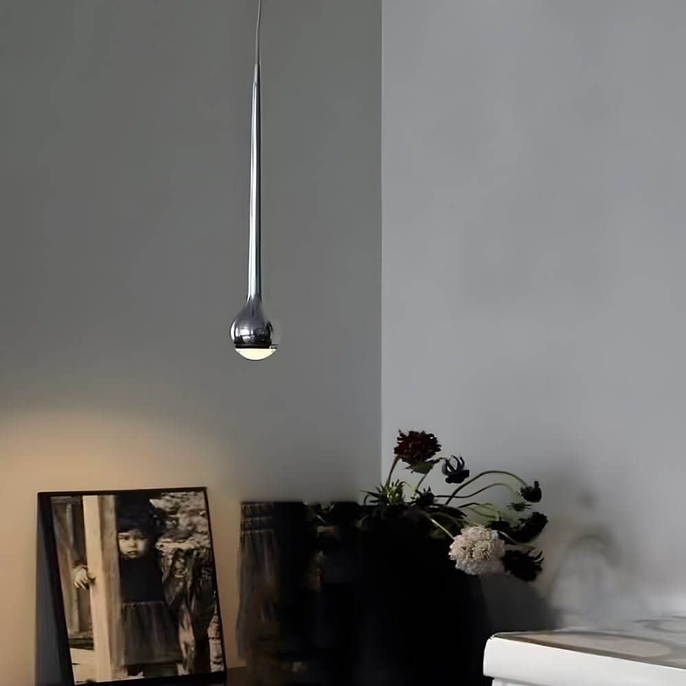 Modern Chrome Water Drop LED Pendant Light with Acrylic Shade