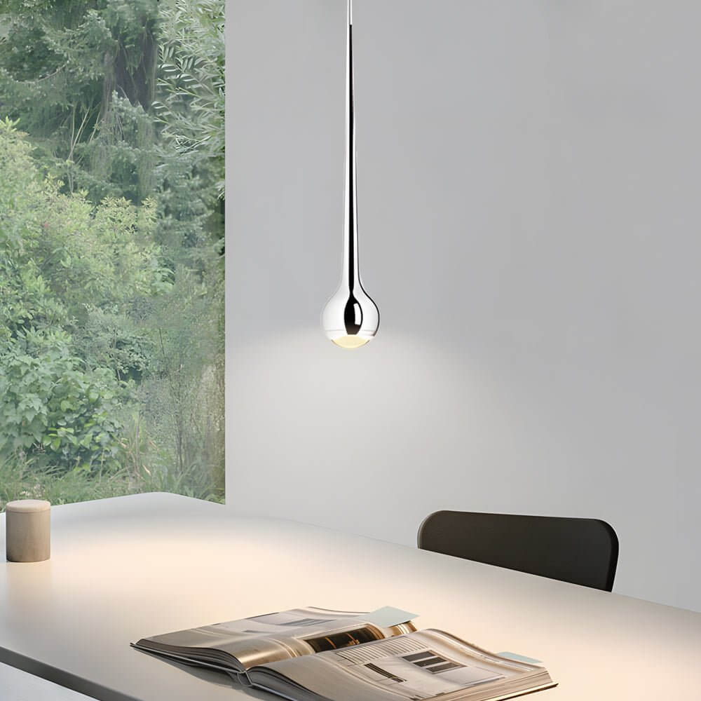 Modern Chrome Water Drop LED Pendant Light with Acrylic Shade