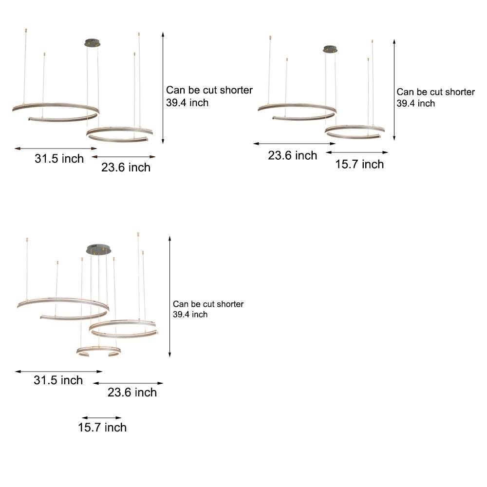 Modern C-Shape LED Pendant Light – 2/3-Light Circular Ceiling Lamp