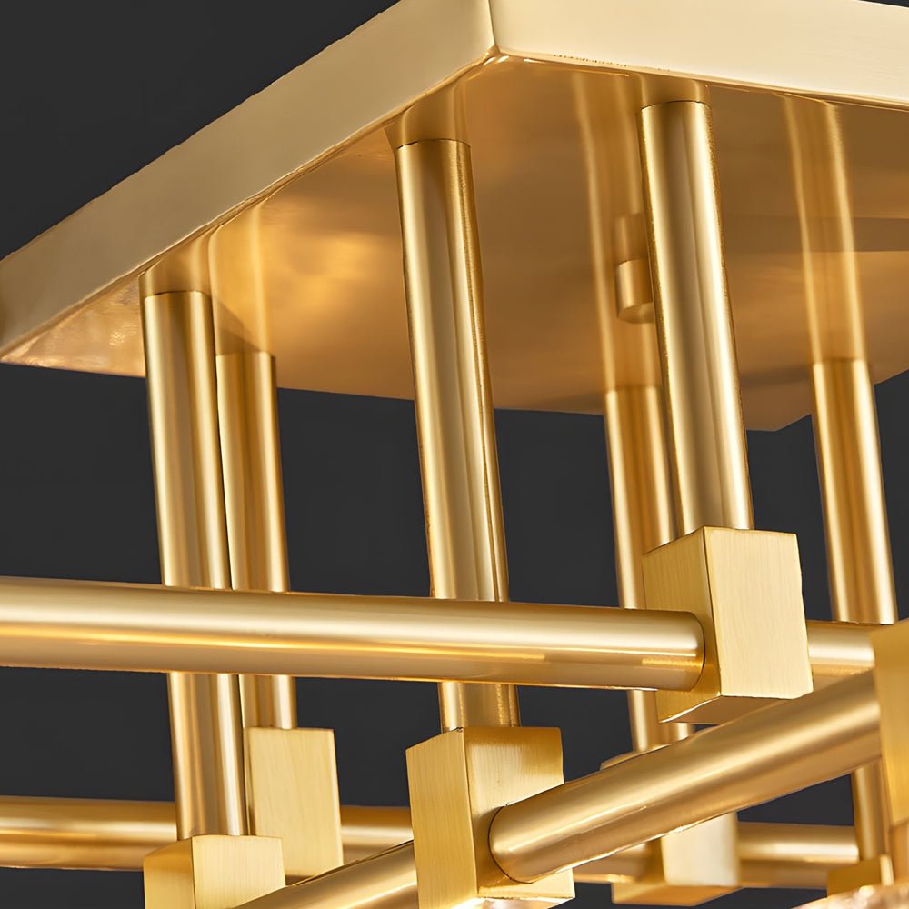 Crystal Cube Semi-Flush Mount Ceiling Light - Modern Copper Fixture