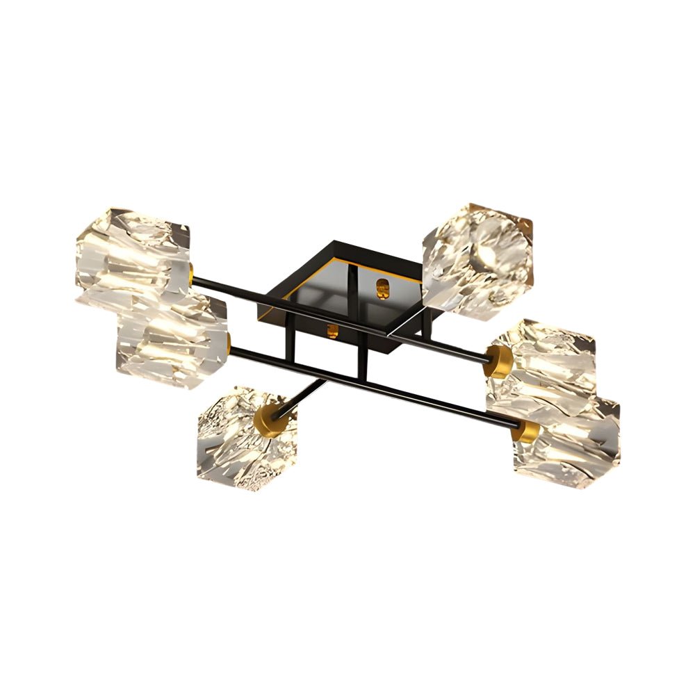 Crystal Cube Semi-Flush Mount Ceiling Light - Modern Copper Fixture