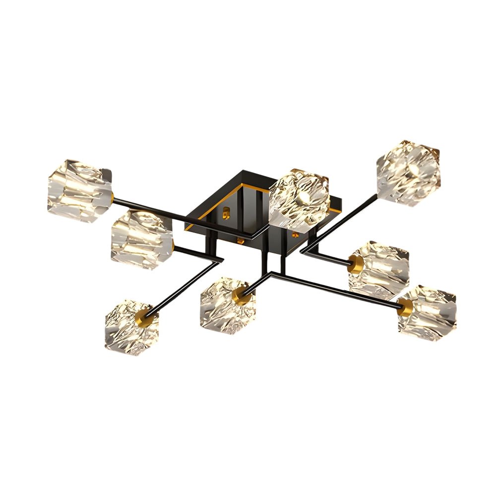 Crystal Cube Semi-Flush Mount Ceiling Light - Modern Copper Fixture
