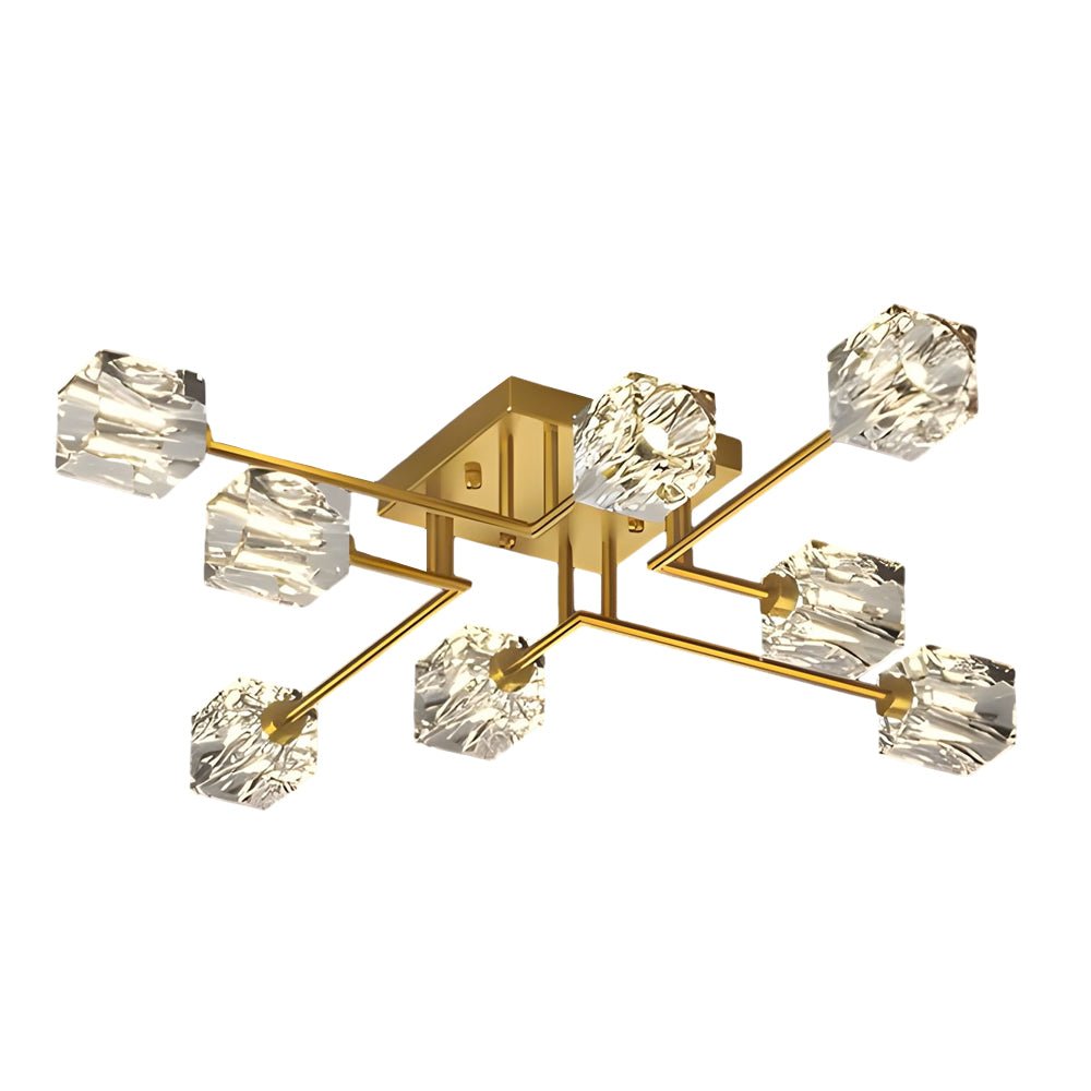 Crystal Cube Semi-Flush Mount Ceiling Light - Modern Copper Fixture