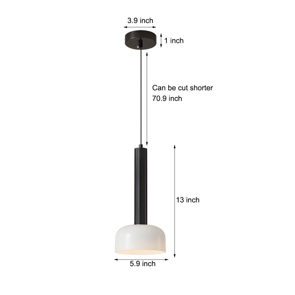 Modern Copper Tube Pendant Light with White Glass Shade