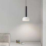 Modern Copper Tube Pendant Light with White Glass Shade