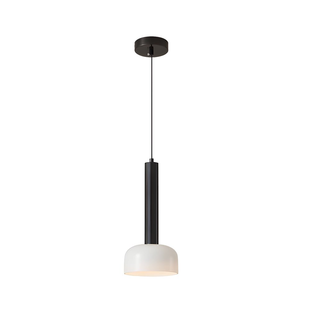 Modern Copper Tube Pendant Light with White Glass Shade