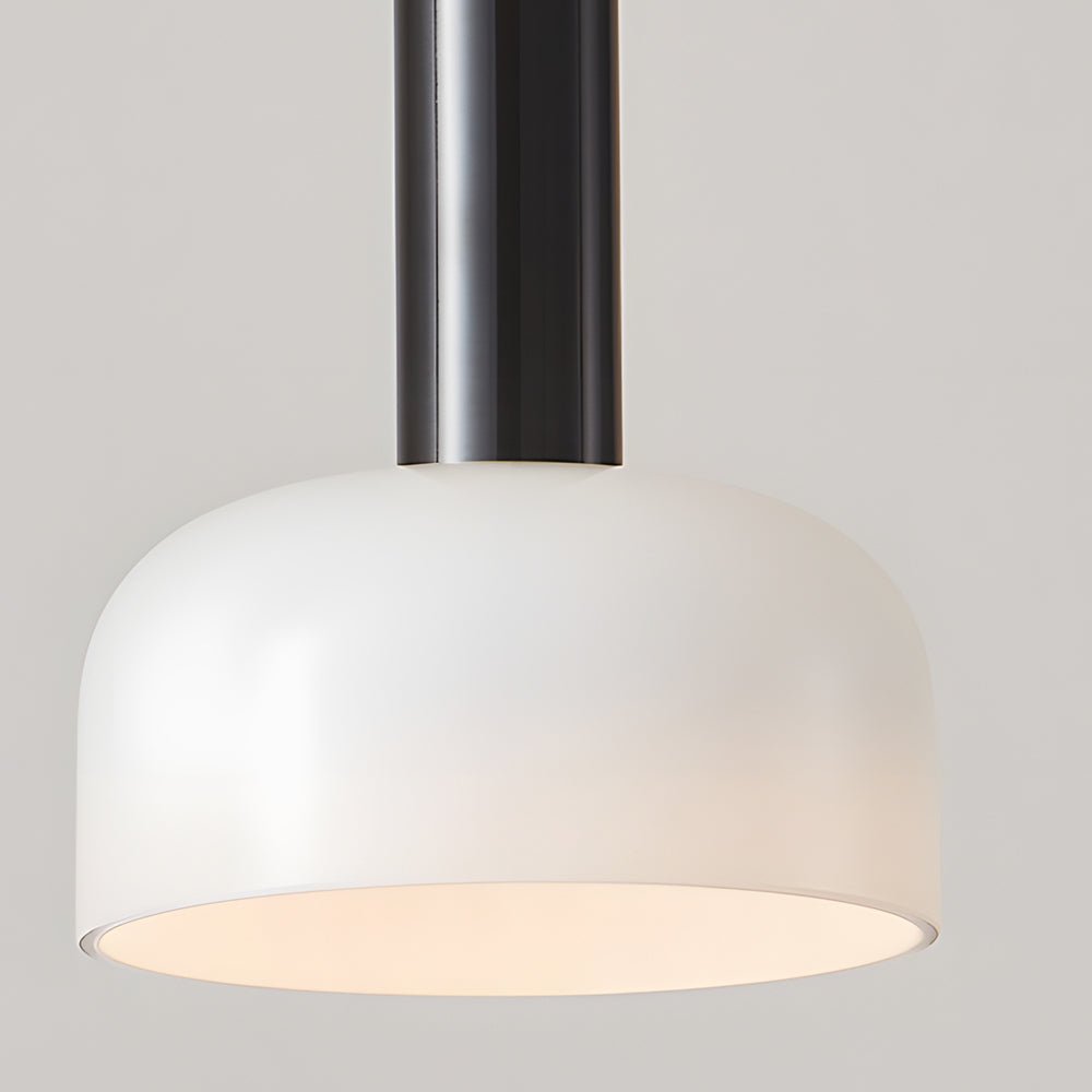 Modern Copper Tube Pendant Light with White Glass Shade