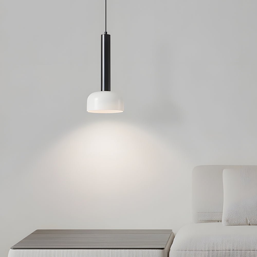 Modern Copper Tube Pendant Light with White Glass Shade