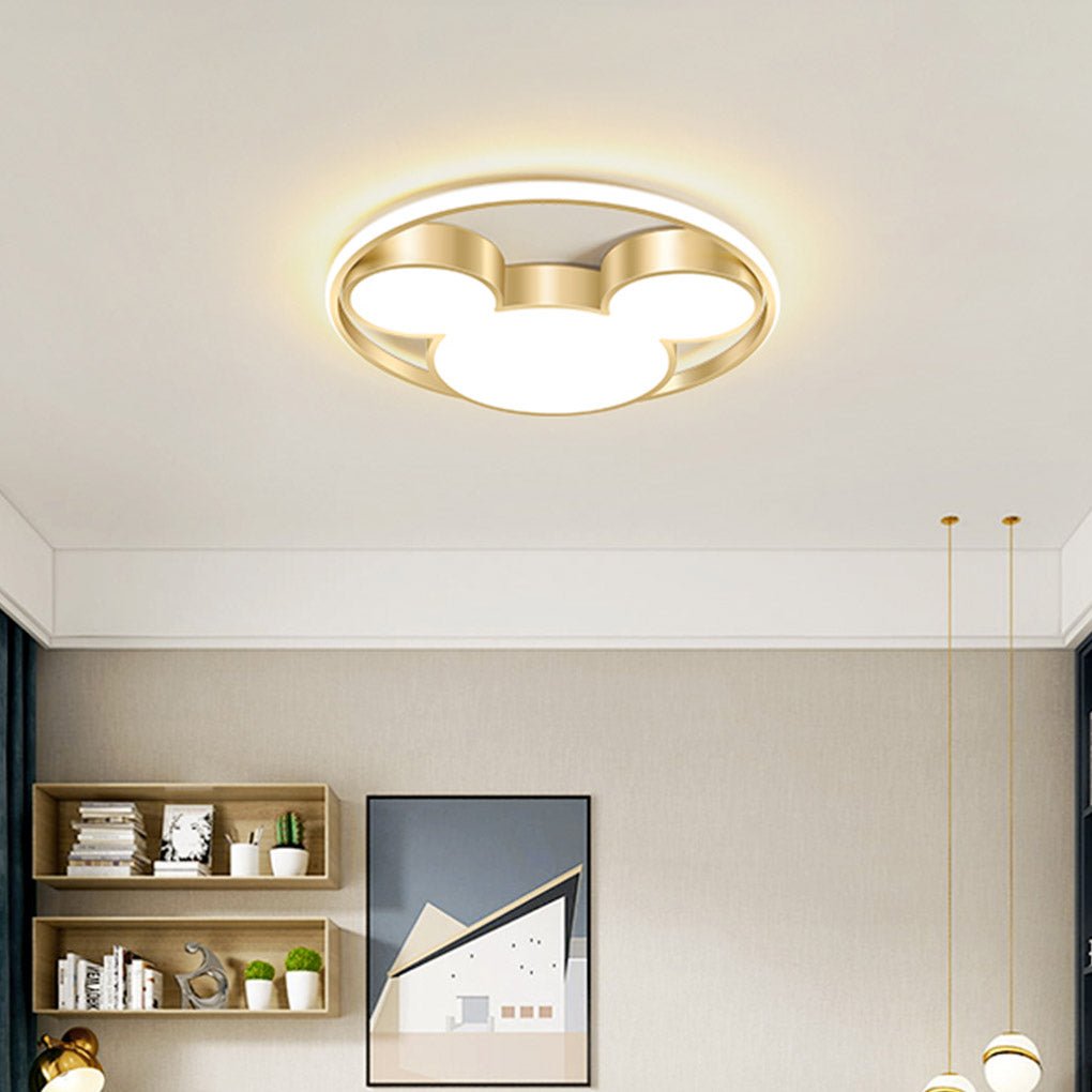 Modern Geometric LED Flush Mount Ceiling Light with Three Tone Control