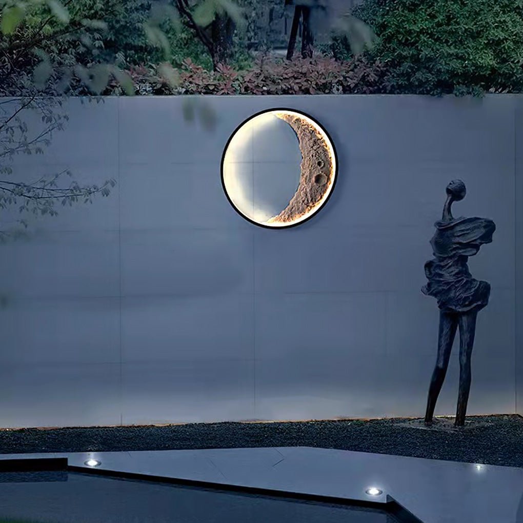 Art Deco Moon Crescent LED Outdoor Wall Light