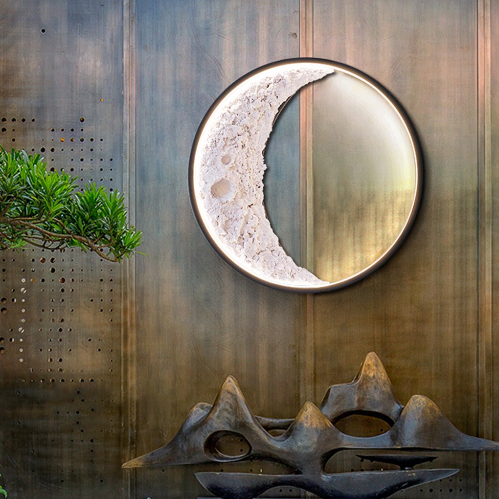 Art Deco Moon Crescent LED Outdoor Wall Light