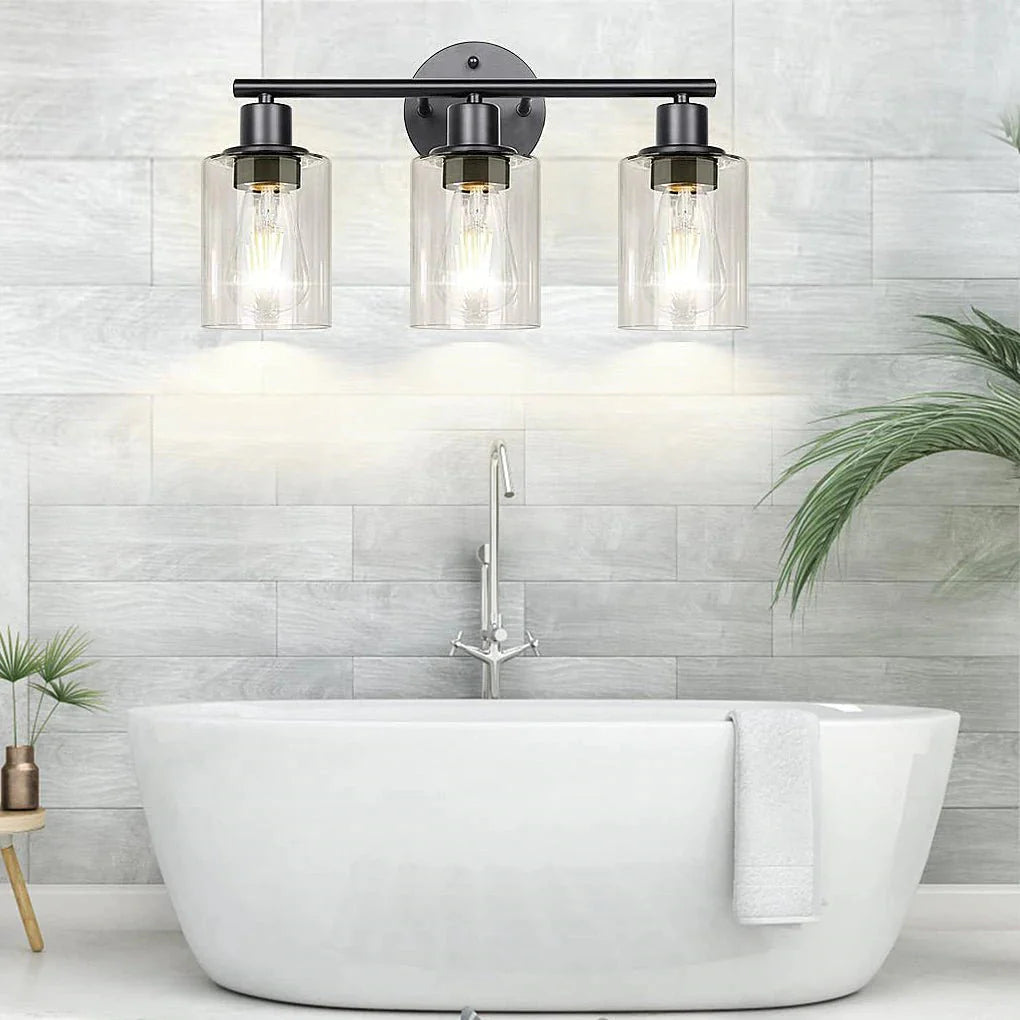 Industrial Glass Wall Sconce Plug-In Vanity Light 2/3-Light
