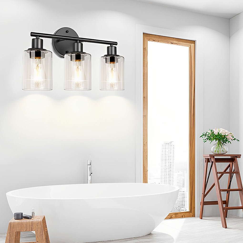 Industrial Glass Wall Sconce Plug-In Vanity Light 2/3-Light