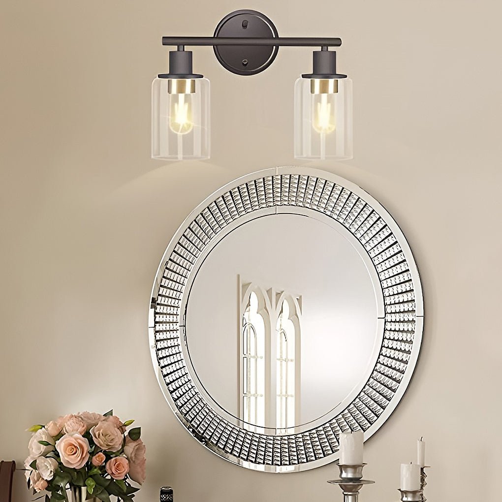Industrial Glass Wall Sconce Plug-In Vanity Light 2/3-Light