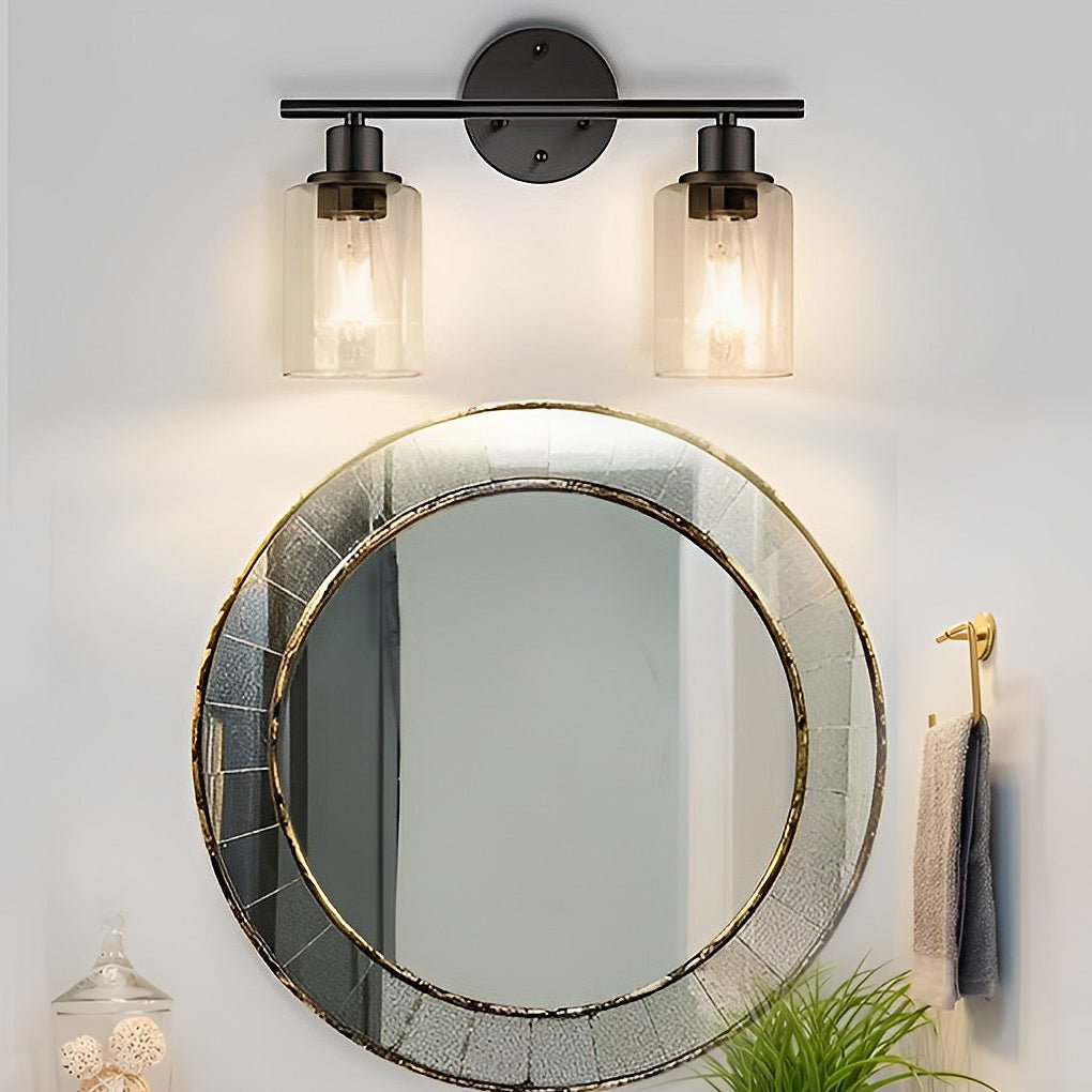 Industrial Glass Wall Sconce Plug-In Vanity Light 2/3-Light