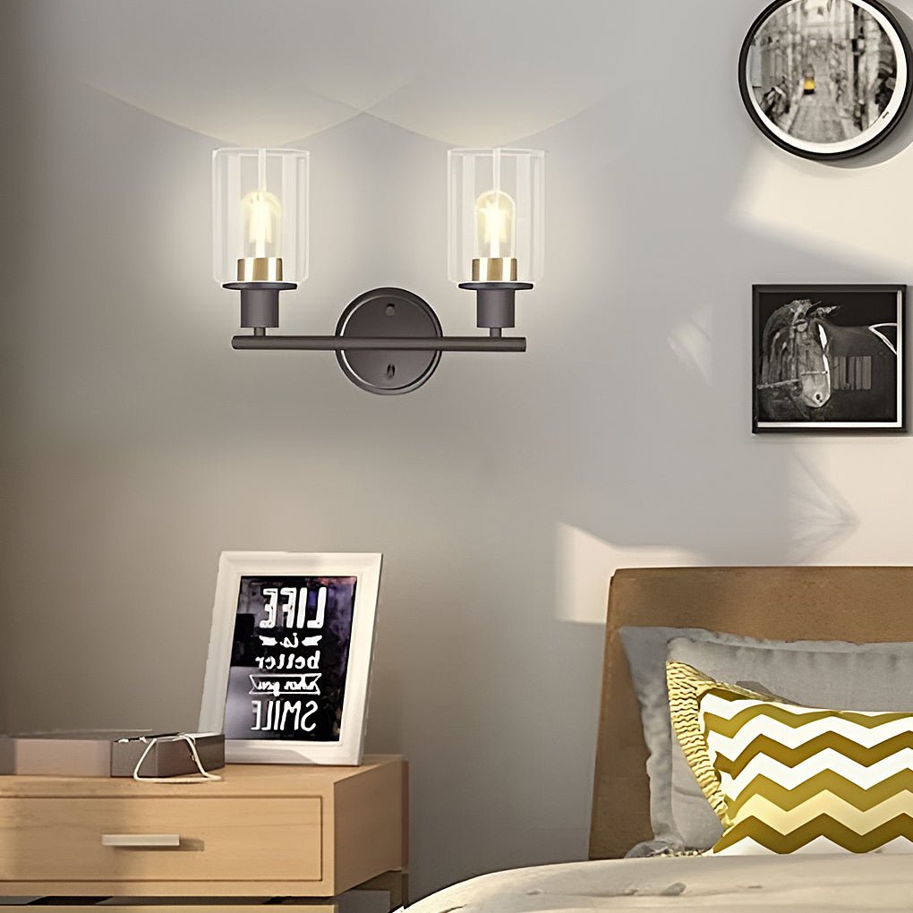 Industrial Glass Wall Sconce Plug-In Vanity Light 2/3-Light