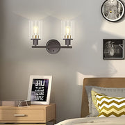 Industrial Glass Wall Sconce Plug-In Vanity Light 2/3-Light
