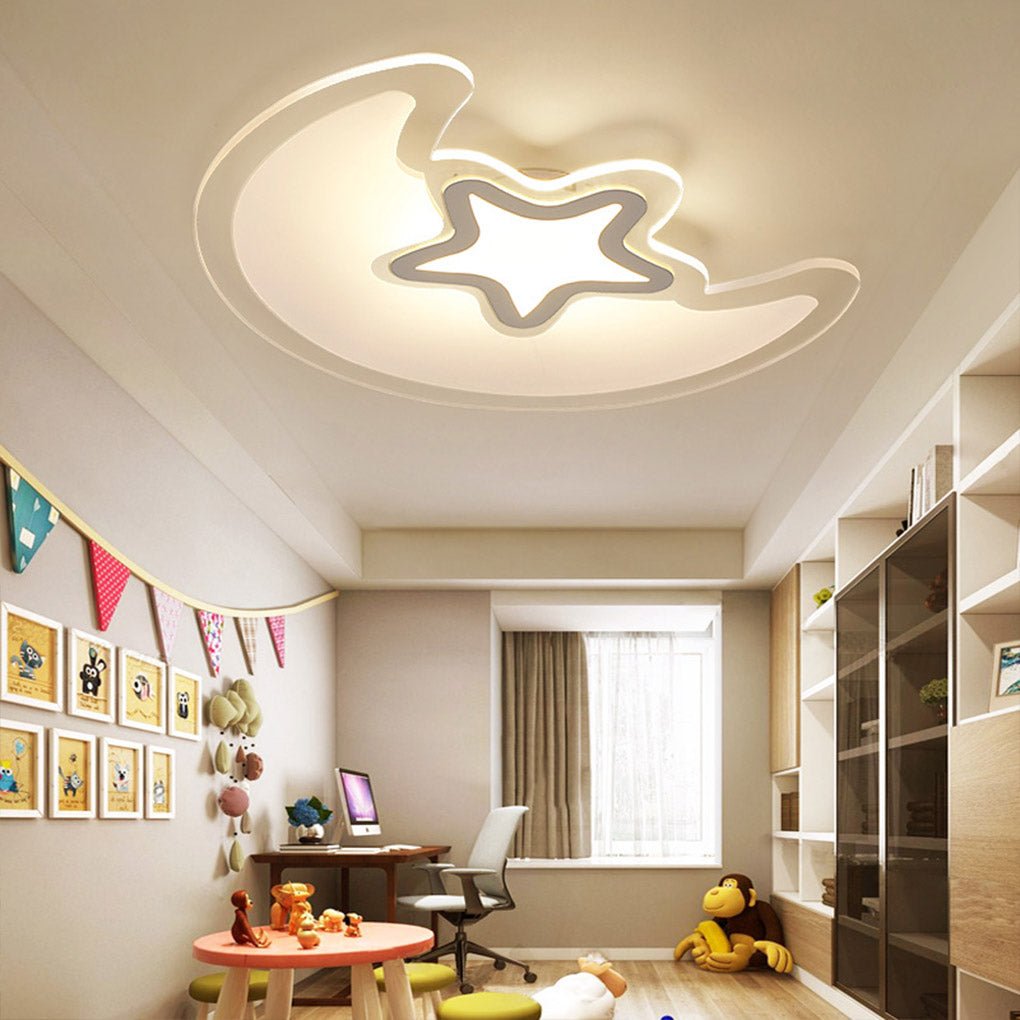 Moon Star Flush Mount Ceiling Light with Remote Dimming