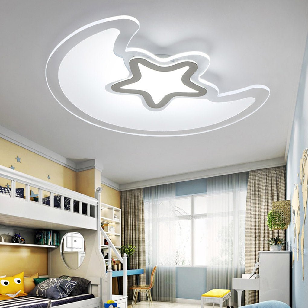Moon Star Flush Mount Ceiling Light with Remote Dimming