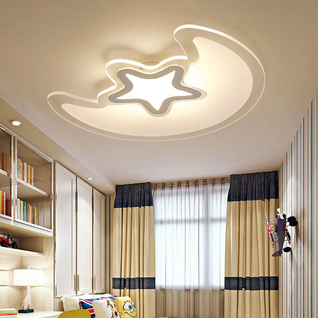 Moon Star Flush Mount Ceiling Light with Remote Dimming