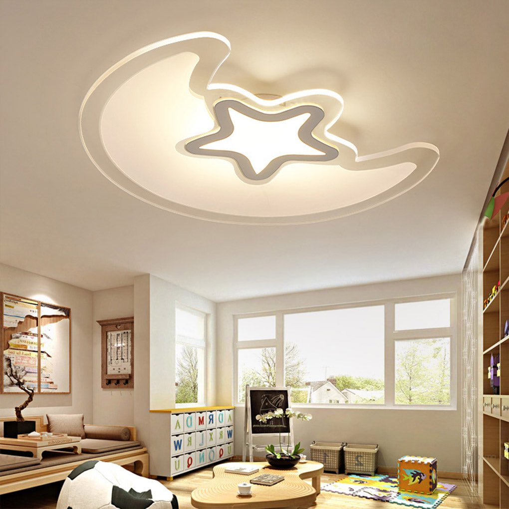 Moon Star Flush Mount Ceiling Light with Remote Dimming