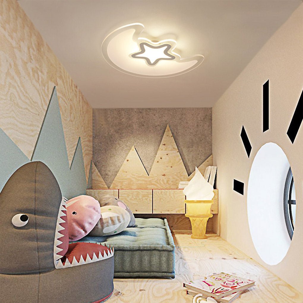 Moon Star Flush Mount Ceiling Light with Remote Dimming