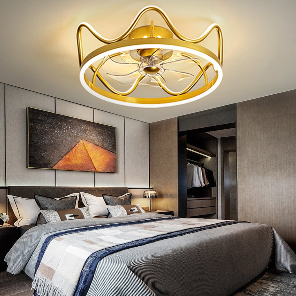 Retractable Ceiling Fan Light with Stepless Dimming & Remote Control