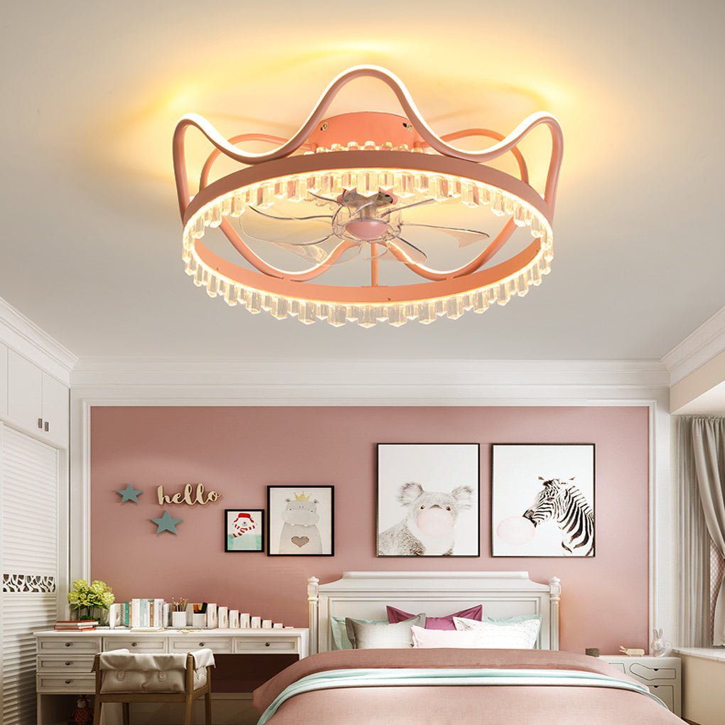 Retractable Ceiling Fan Light with Stepless Dimming & Remote Control