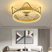 Retractable Ceiling Fan Light with Stepless Dimming & Remote Control