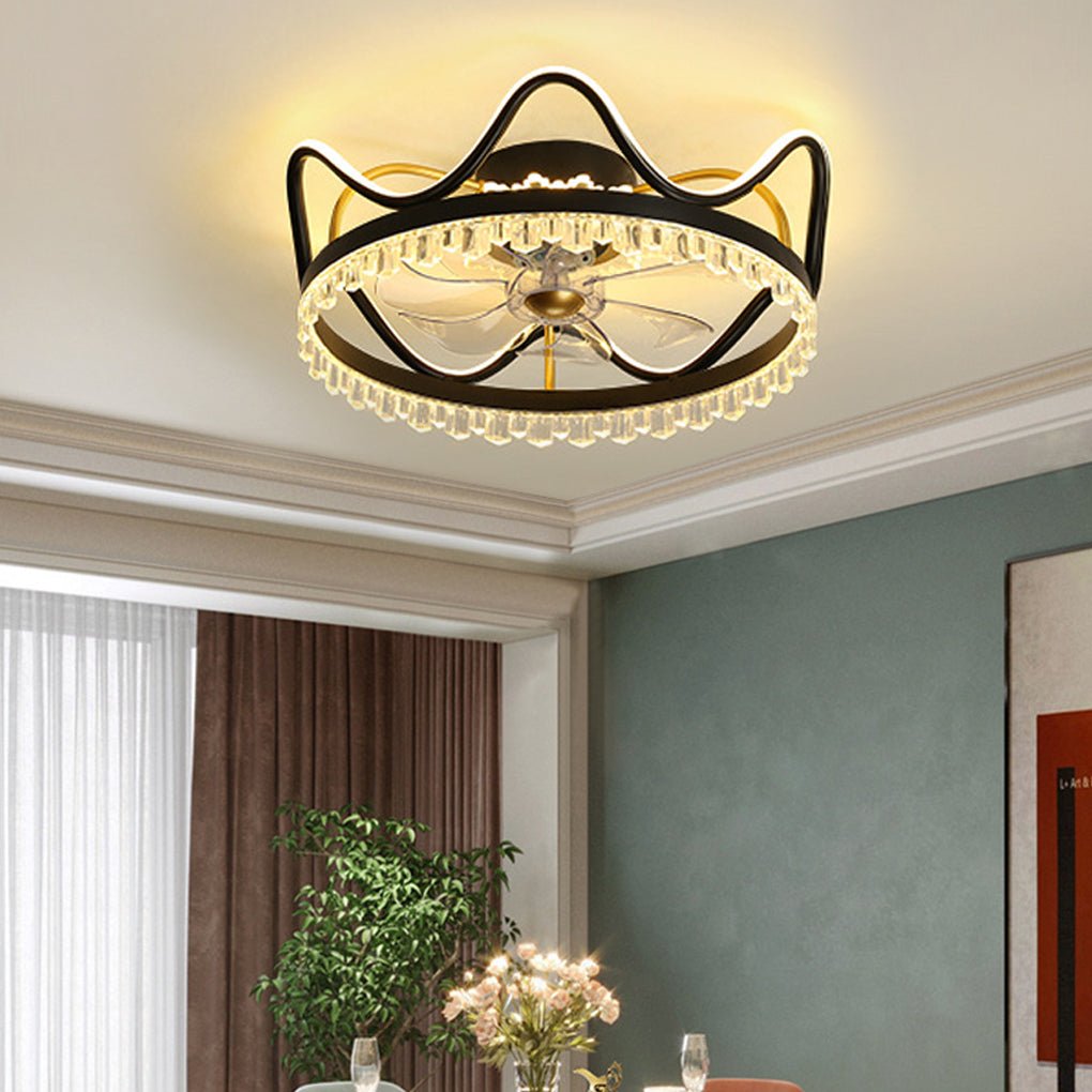 Retractable Ceiling Fan Light with Stepless Dimming & Remote Control
