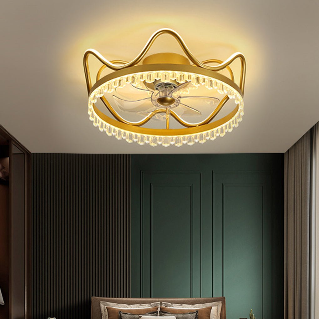 Retractable Ceiling Fan Light with Stepless Dimming & Remote Control