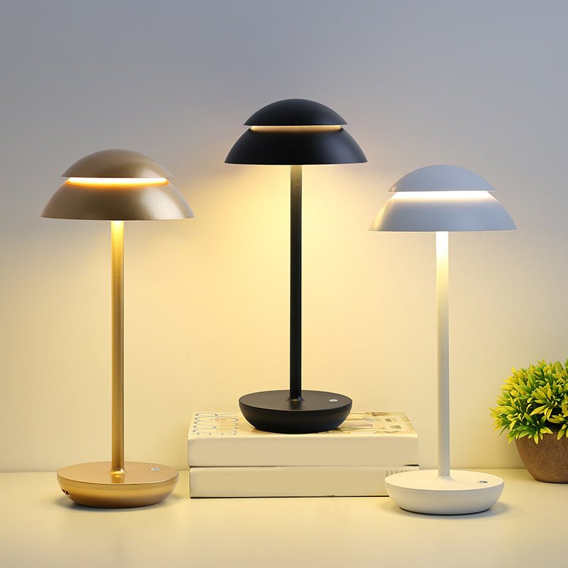 Modern Double Dome LED Table Lamp Touch Dimmable Rechargeable