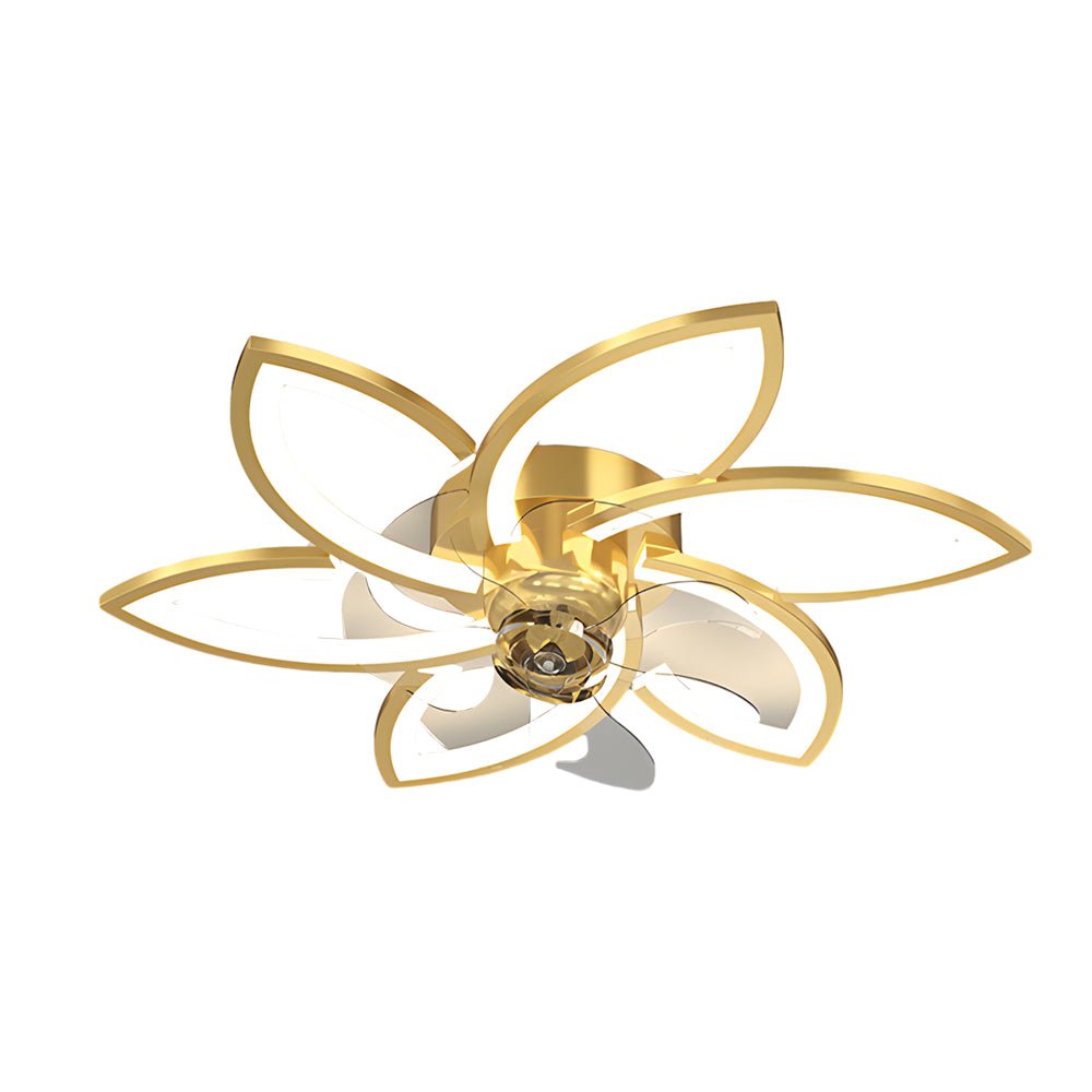 Modern Floral Flush Mount Ceiling Fan with LED Light & Dimming