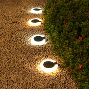Solar Deck Lights 4-Pack Round Pathway Disk Set Modern Outdoor