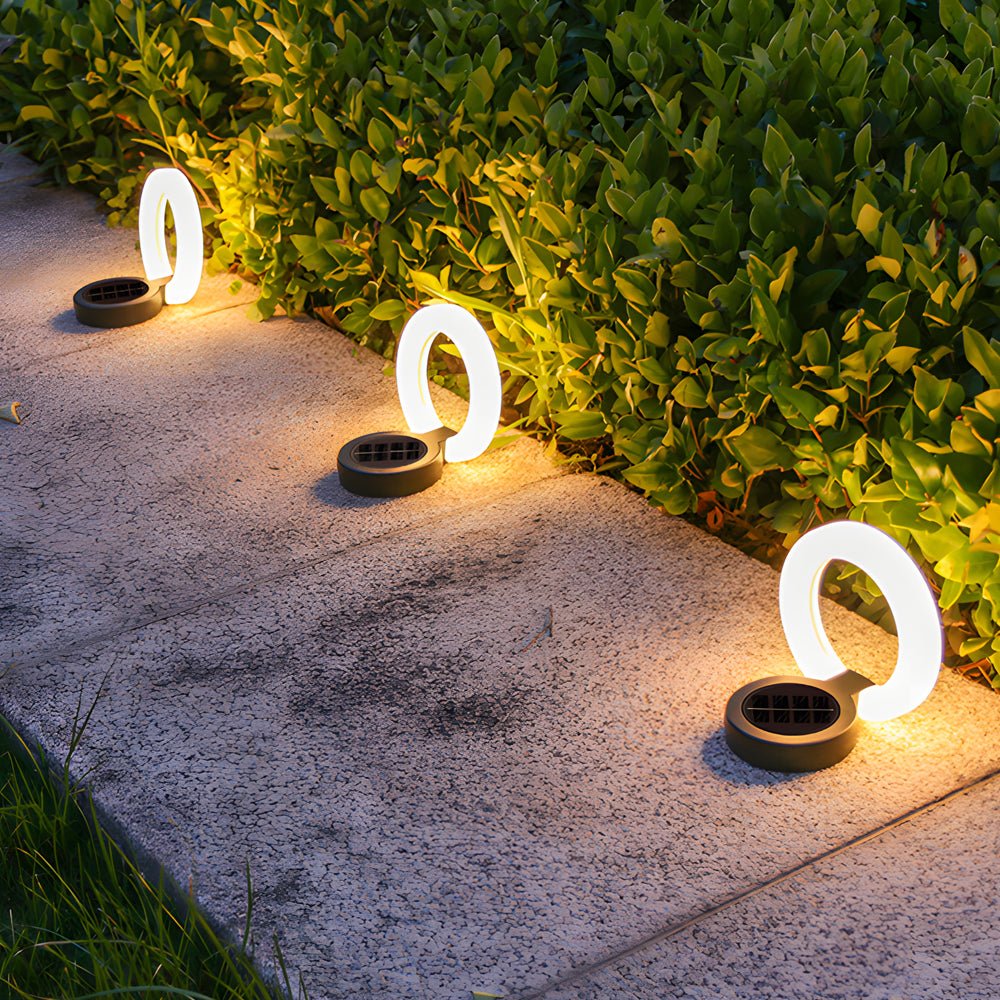 Solar Deck Lights 4-Pack Round Pathway Disk Set Modern Outdoor