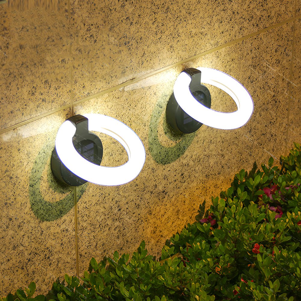 Solar Deck Lights 4-Pack Round Pathway Disk Set Modern Outdoor