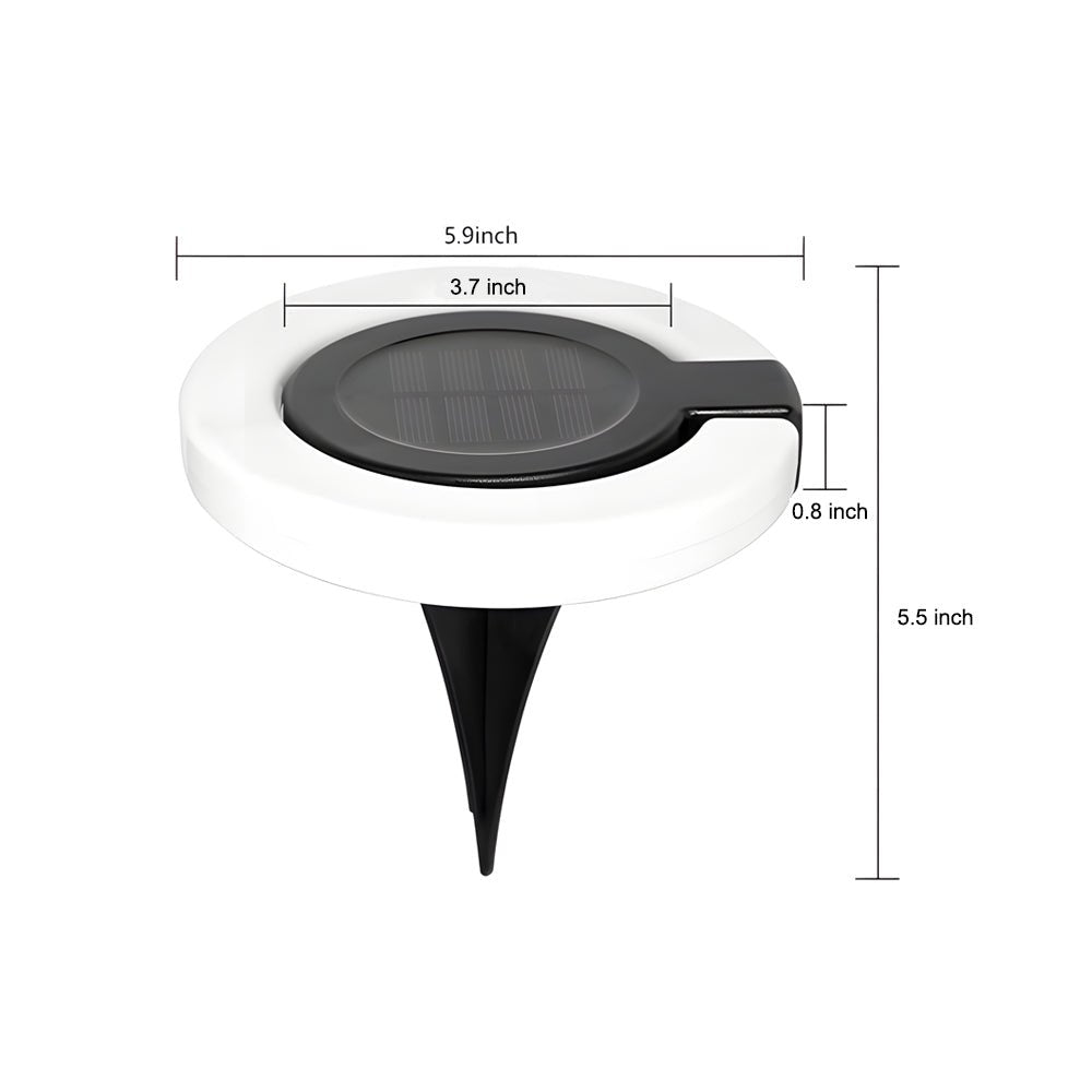 Solar Deck Lights 4-Pack Round Pathway Disk Set Modern Outdoor