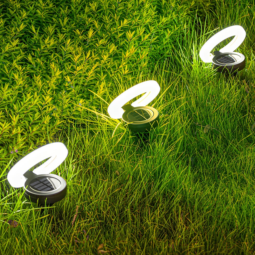 Solar Deck Lights 4-Pack Round Pathway Disk Set Modern Outdoor