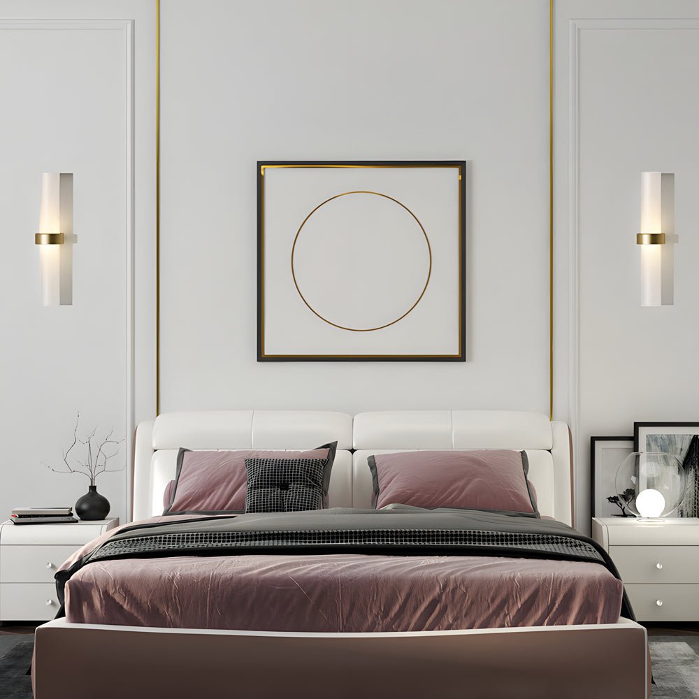 Modern Frosted Glass Tube Wall Sconce in Gold Finish - 1 Light