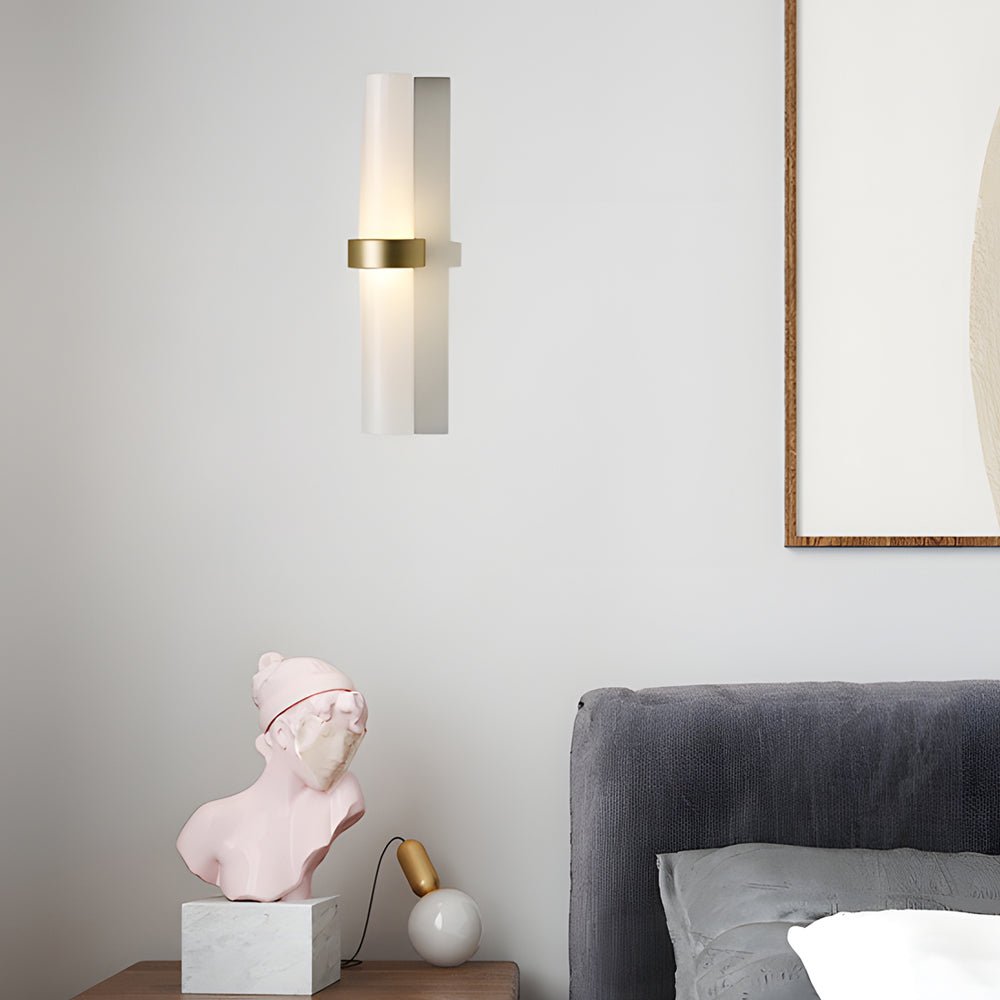 Modern Frosted Glass Tube Wall Sconce in Gold Finish - 1 Light