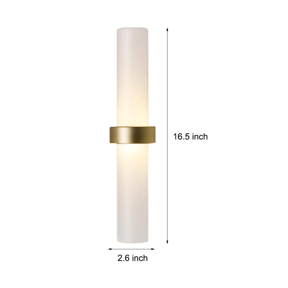 Modern Frosted Glass Tube Wall Sconce in Gold Finish - 1 Light