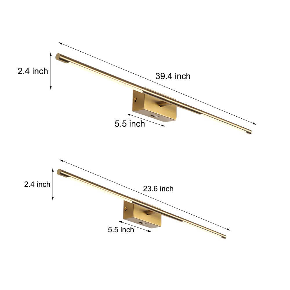 Gold LED Bathroom Vanity Light – Modern Wall Mount, 23.6" & 39.4"