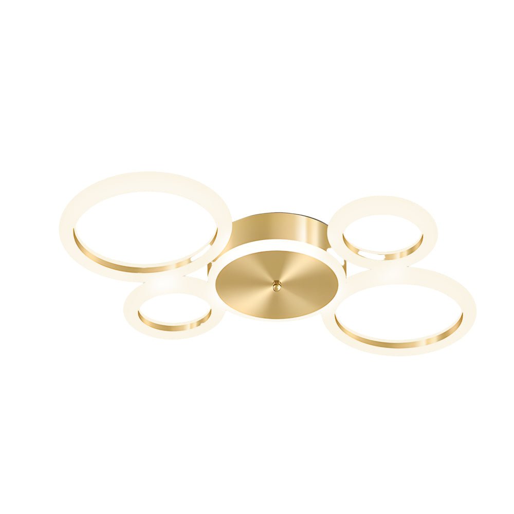Modern Gold LED Flush Mount Ringed Circle Ceiling Light