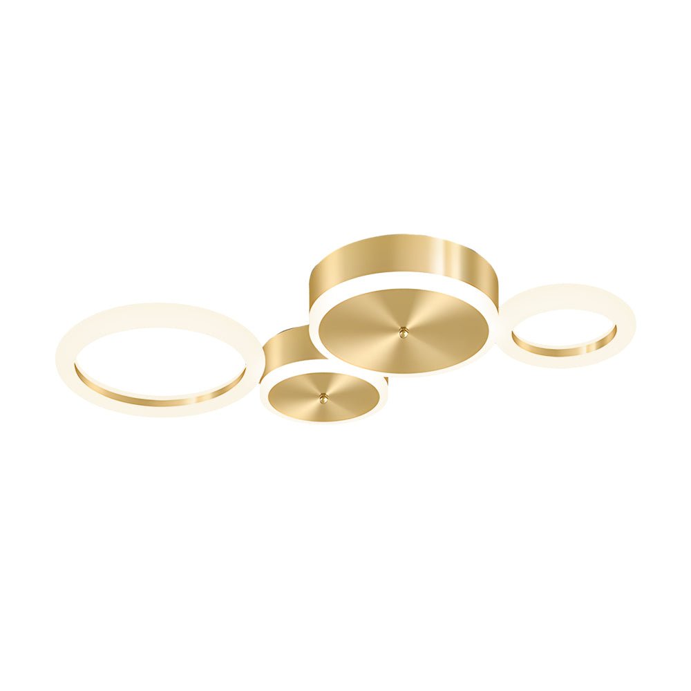 Modern Gold LED Flush Mount Ringed Circle Ceiling Light