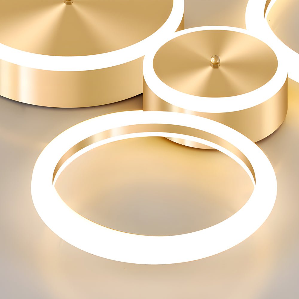 Modern Gold LED Flush Mount Ringed Circle Ceiling Light