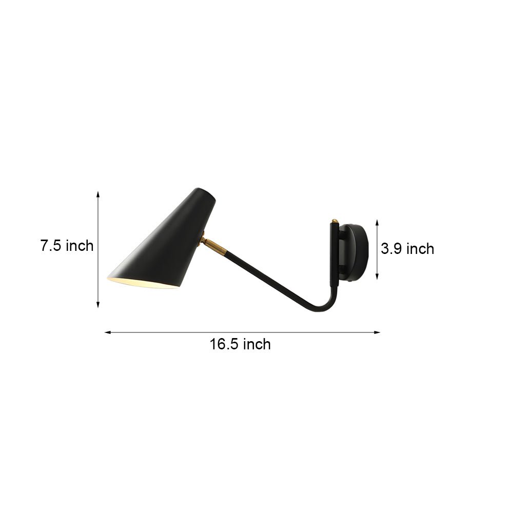 Modern Swing Arm Wall Sconce with Conical Shade - Adjustable 1-Light