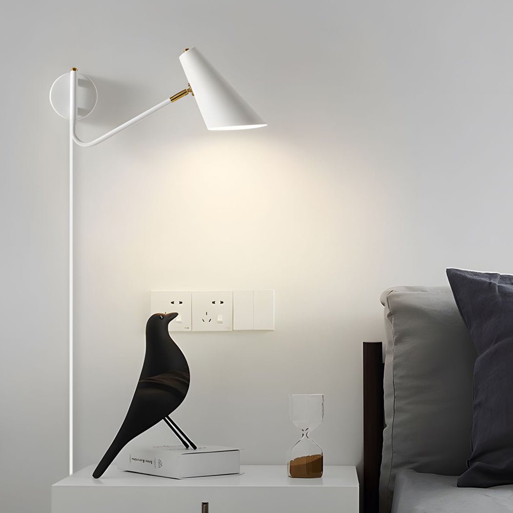 Modern Swing Arm Wall Sconce with Conical Shade - Adjustable 1-Light